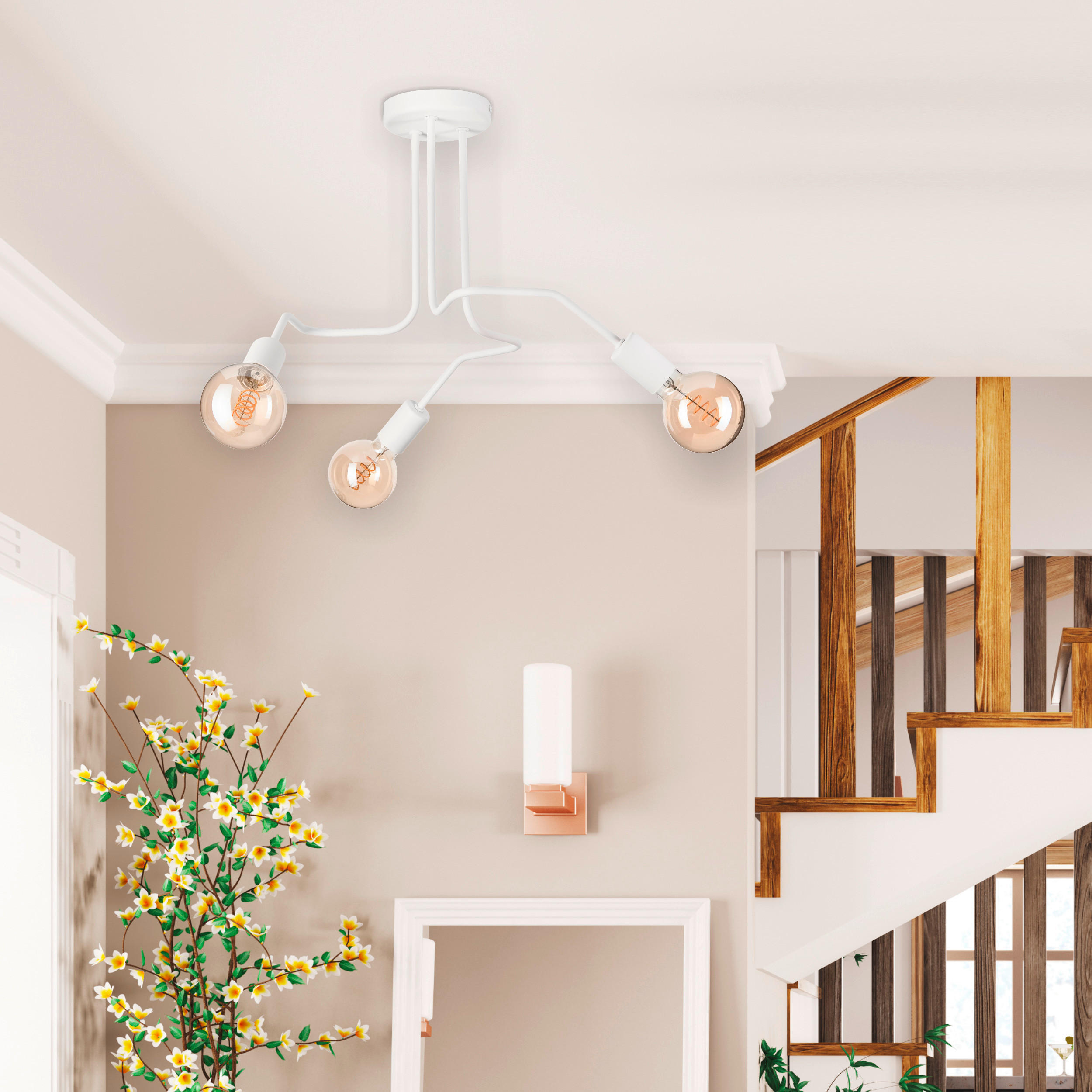 Thumbnail - Deckenleuchte Domino, Weiß Hochglanz, Metall, 40 cm, Made in Europe, Europäischer Sicherheitsstandard, Lampen & Leuchten...