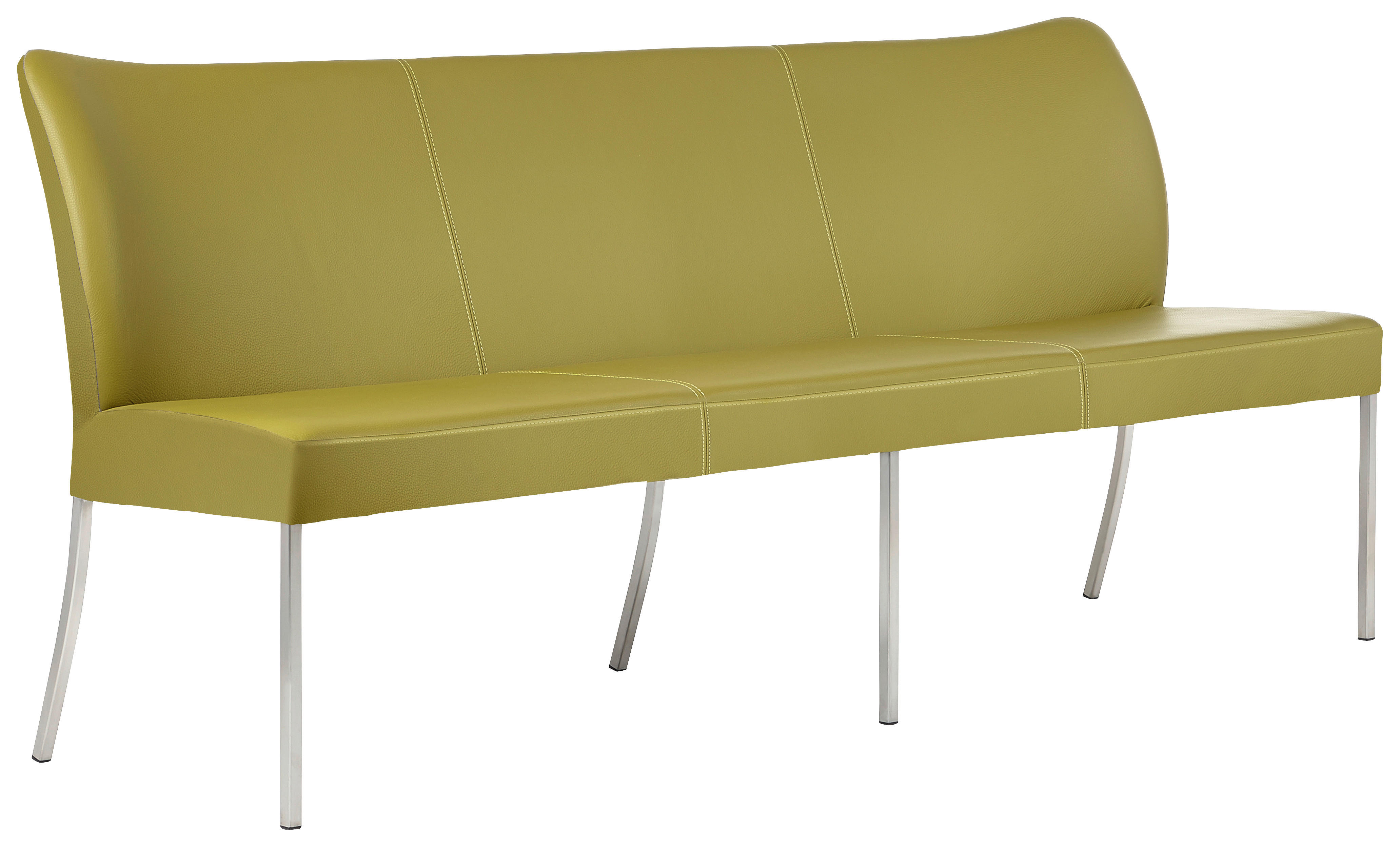 SITZBANK 200/89/65 cm Echtleder Grün, Edelstahlfarben Metall  - Edelstahlfarben/Grün, Design, Leder/Metall (200/89/65cm) - Bert Plantagie