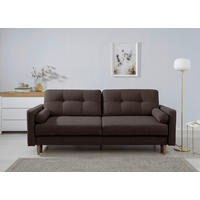SCHLAFSOFA Noret Grau Querschläfer  inkl. Rückenkissen, Armlehnenkissen, Bettkasten, Schlaffunktion  - Buchefarben/Grau, Design, Holz/Textil (222/93/99cm) - MID.YOU