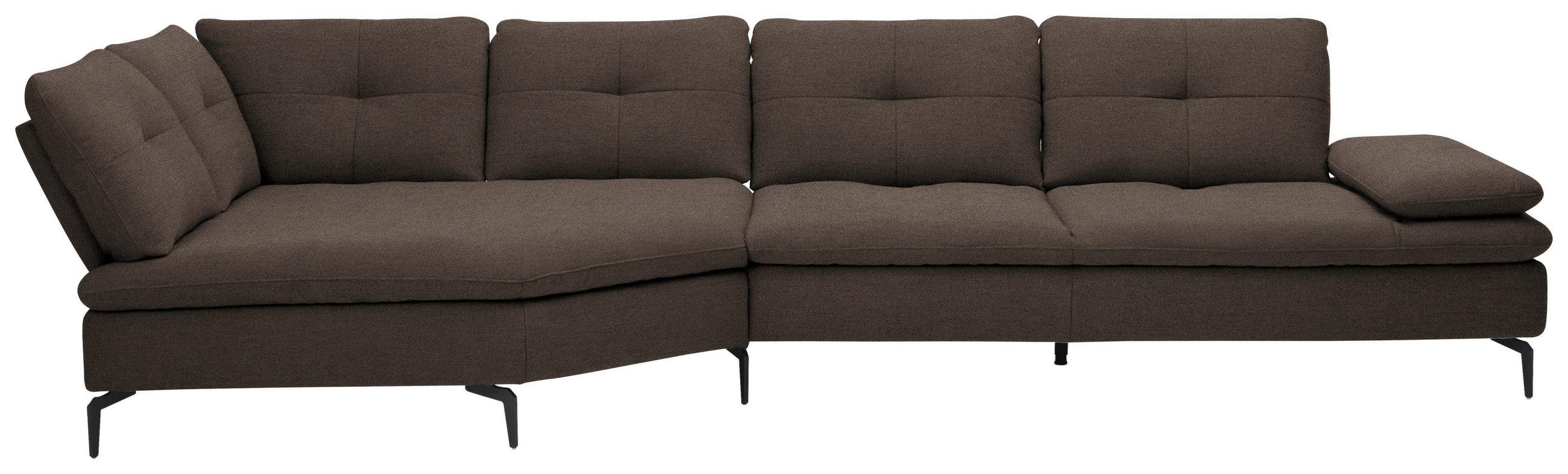 ECKSOFA in Flachgewebe Dunkelbraun  - Dunkelbraun/Schwarz, Design, Textil/Metall (157/344cm) - Chilliano
