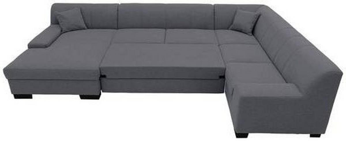 WOHNLANDSCHAFT Dunkelgrau Webstoff  - Wengefarben/Dunkelgrau, Design, Holz/Textil (153/328/212cm) - MID.YOU