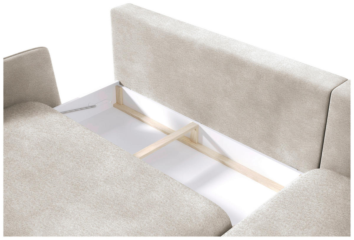 ECKSOFA in Velours Beige  - Beige/Schwarz, Design, Holz/Textil (260/167cm) - Welnova