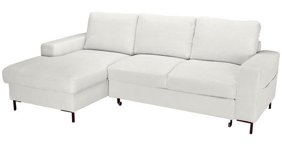 ECKSOFA Creme Cord  - Creme/Schwarz, KONVENTIONELL, Textil/Metall (150/240cm) - Carryhome