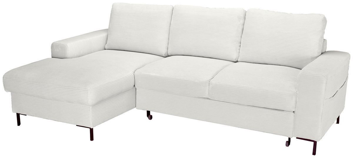 ECKSOFA Creme Cord  - Creme/Schwarz, KONVENTIONELL, Textil/Metall (150/240cm) - Carryhome