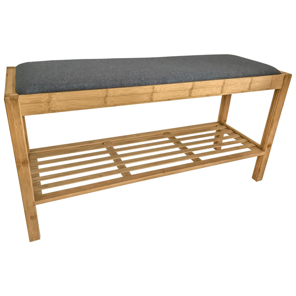 Garderobenbank Sam 3 Paar, Bambus/grau H: 46 Cm