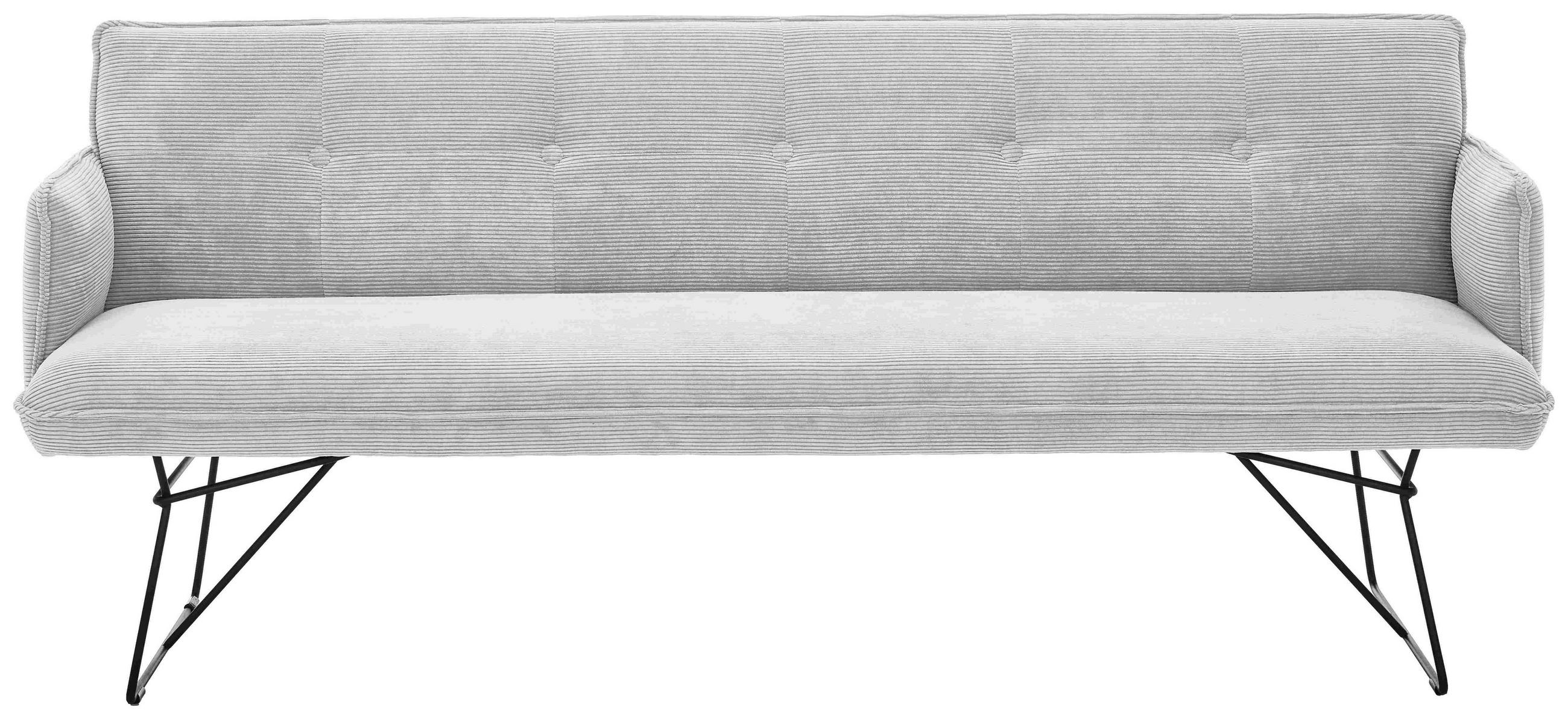 SITZBANK 212/89/70 cm  in Hellgrau  - Hellgrau/Schwarz, Design, Textil/Metall (212/89/70cm) - Pure Home Lifestyle
