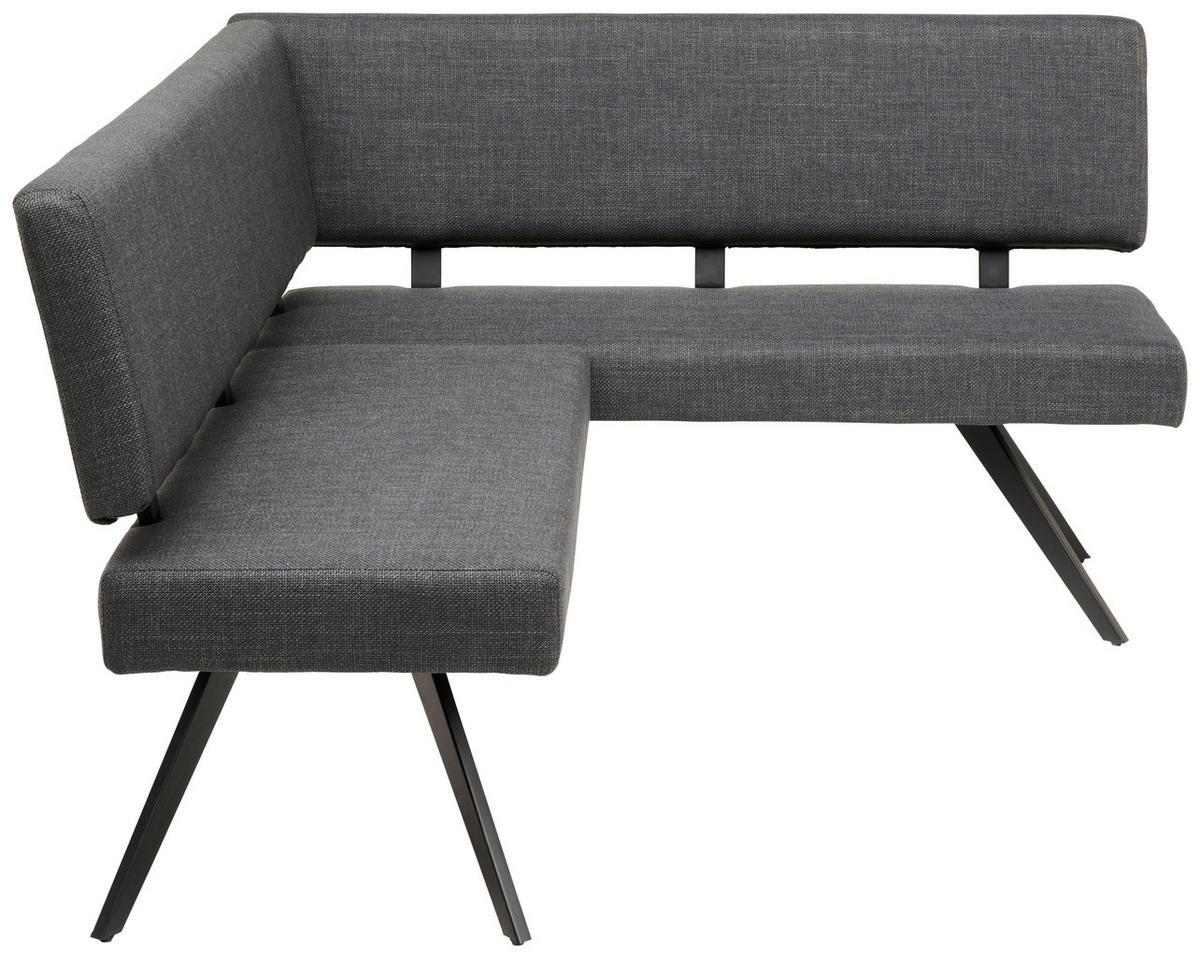 ECKBANK 190/150 cm  in Dunkelgrau  - Dunkelgrau/Schwarz, KONVENTIONELL, Textil/Metall (190/150cm) - MID.YOU