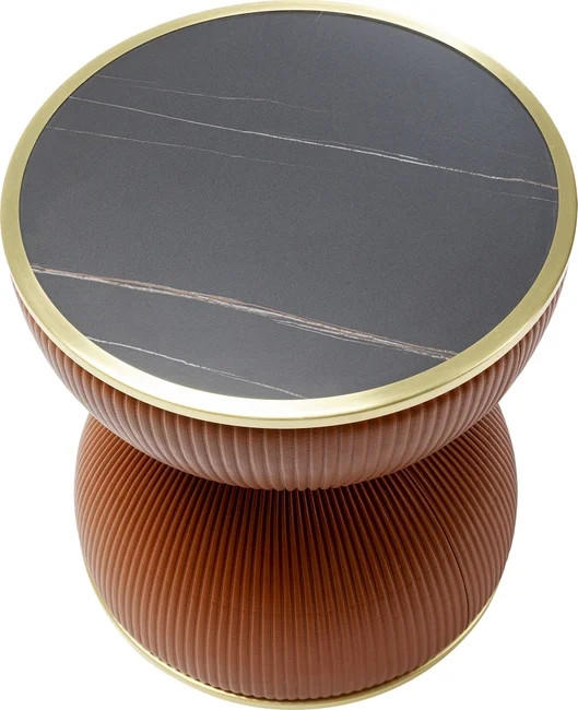 Thumbnail - Kare-Design Beistelltisch, Orange, Schwarz, Gold, Metall, Kunststoff, Textil, Keramik, Marmoroptik, rund, Sockel, 47x49x...