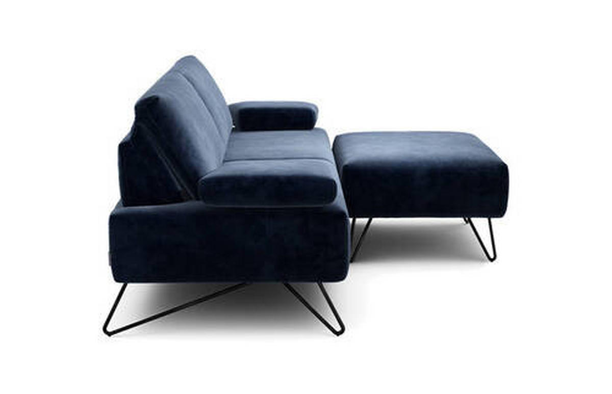 2,5-SITZER in Samt Dunkelblau  - Schwarz/Dunkelblau, Design, Textil/Metall (204-234/85/86-94cm) - SENSOO