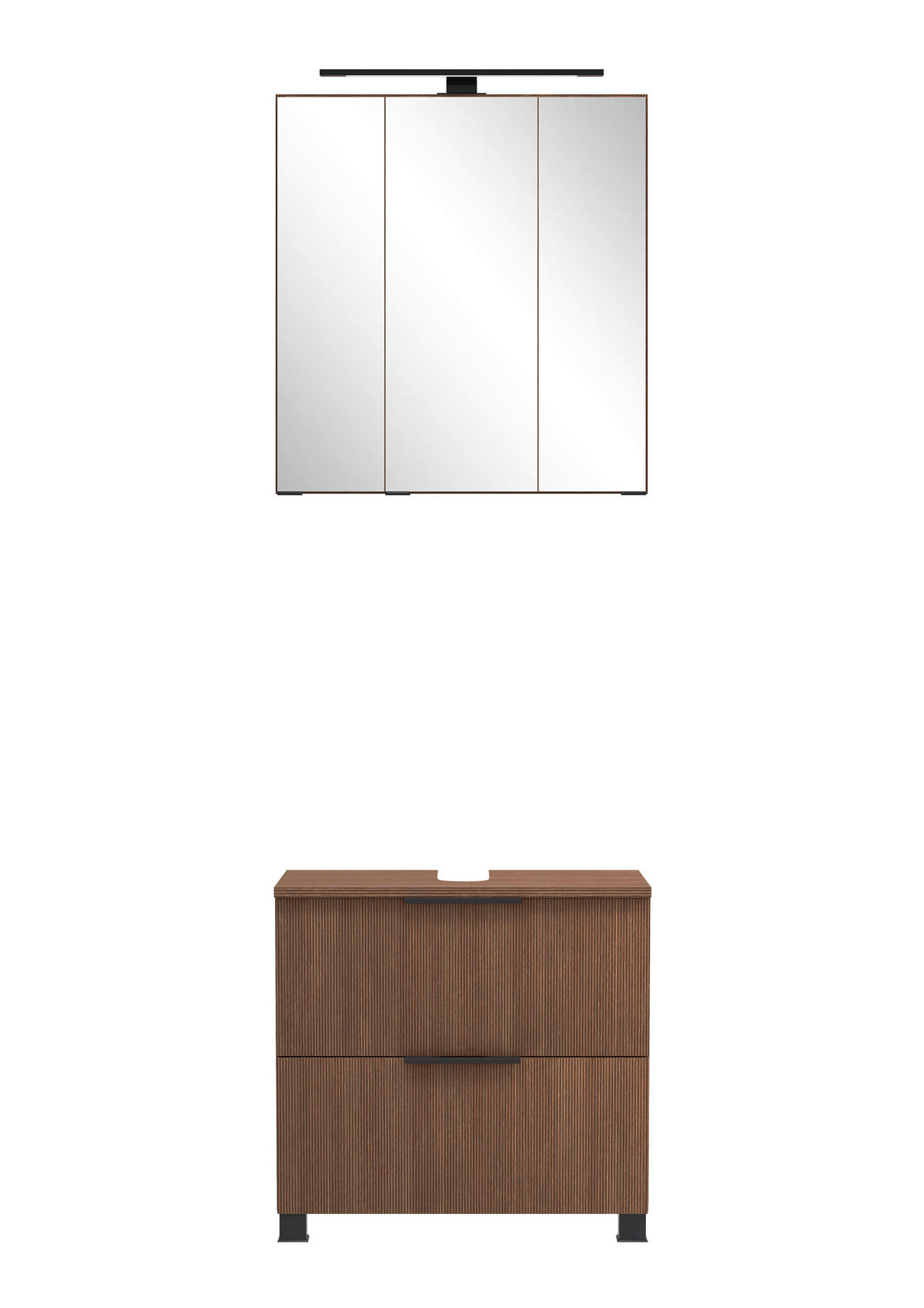 BADEZIMMER 2-teilig  in 60 cm  - Dunkelbraun/Schwarz, Natur, Glas/Holzwerkstoff (60cm) - Held