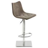 BARHOCKER Lederlook Schlammfarben Edelstahl Buche Schichtholz Sitzfläche 360° drehbar, abwischbar  - Edelstahlfarben/Schlammfarben, KONVENTIONELL, Holz/Textil (43/85-110/50cm) - Livetastic