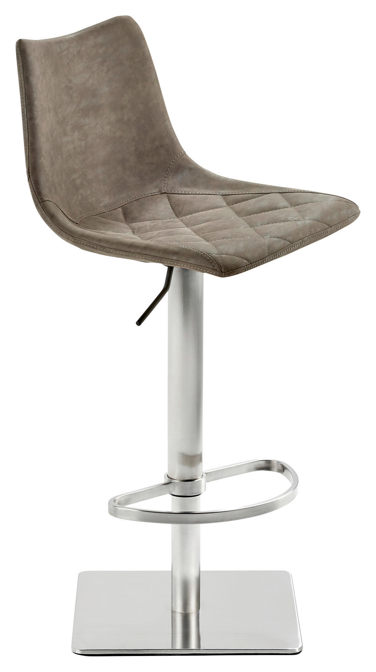 BARHOCKER Lederlook Schlammfarben Edelstahl Buche Schichtholz Sitzfläche 360° drehbar, abwischbar  - Edelstahlfarben/Schlammfarben, KONVENTIONELL, Holz/Textil (43/85-110/50cm) - Livetastic