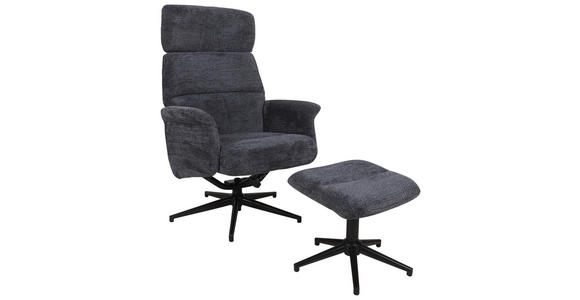 RELAXSESSELSET in Metall, Textil Dunkelblau  - Schwarz/Dunkelblau, Design, Textil/Metall (74/106-96/72-101cm) - Carryhome