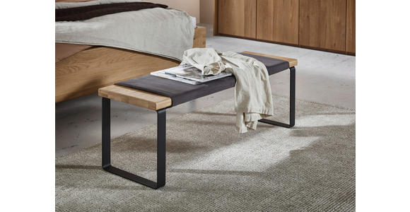 SITZBANK 120/40/38 cm Schwarz, Wildeiche Wildeiche massiv - Wildeiche/Schwarz, Design, Holz/Metall (120/40/38cm) - Valnatura