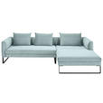 ECKSOFA  in Cord Hellblau  284/178 cm  - Schwarz/Hellblau, KONVENTIONELL, Textil/Metall (284/178cm) - Hom`in