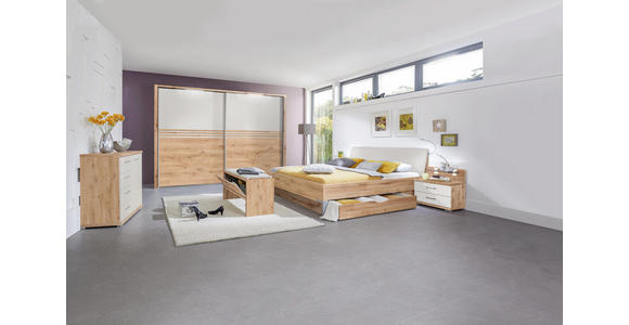 SCHLAFZIMMER in Champagner, Eichefarben - Champagner/Eichefarben, KONVENTIONELL, Holzwerkstoff/Textil (180/200cm) - Voleo