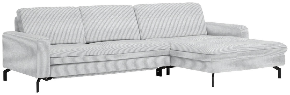 ECKSOFA in Cord Hellgrau  - Hellgrau/Schwarz, Design, Textil/Metall (302/178cm) - Beldomo Style