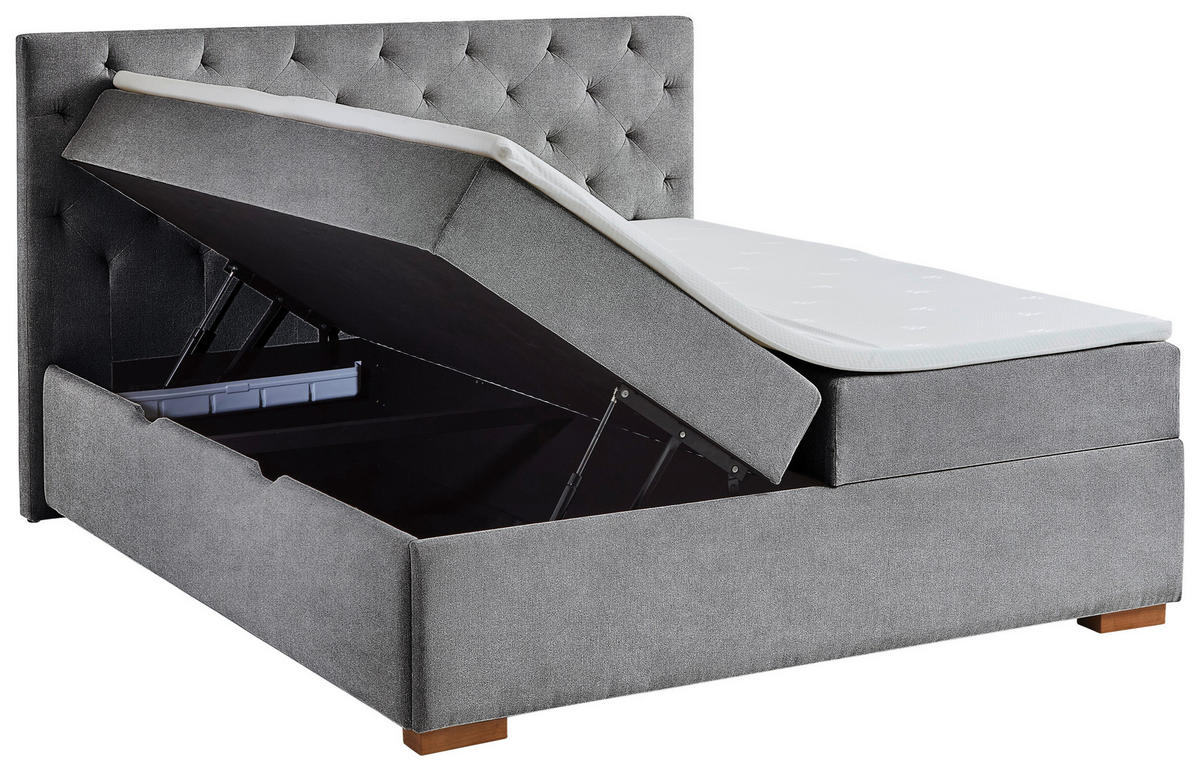 BOXBETT 180/200 cm  in Anthrazit  - Eichefarben/Anthrazit, Basics, Holz/Textil (180/200cm) - Boxxx