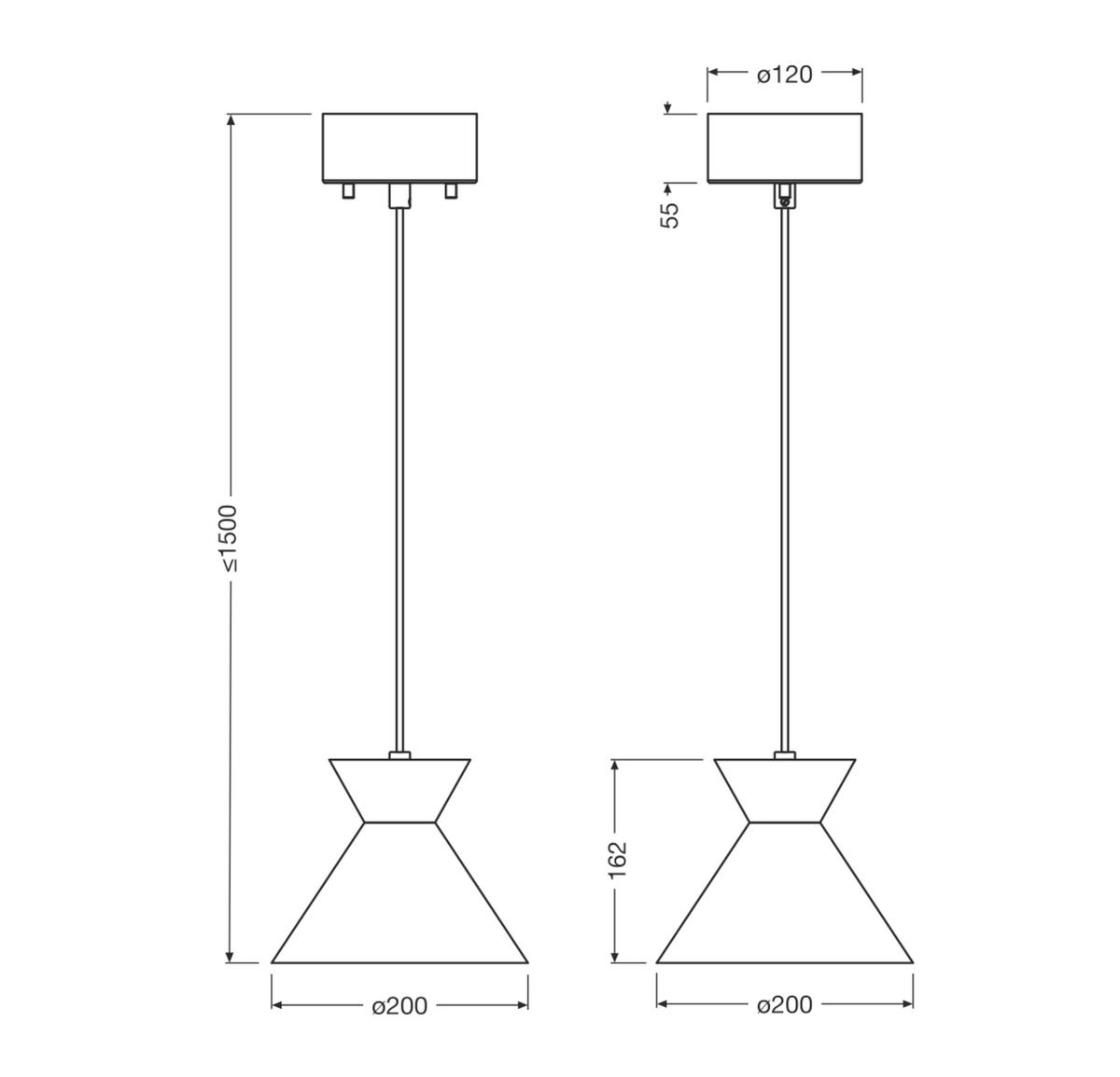 HÄNGELEUCHTE 20/150 cm  - Schwarz, Basics, Metall (20/150cm) - Osram