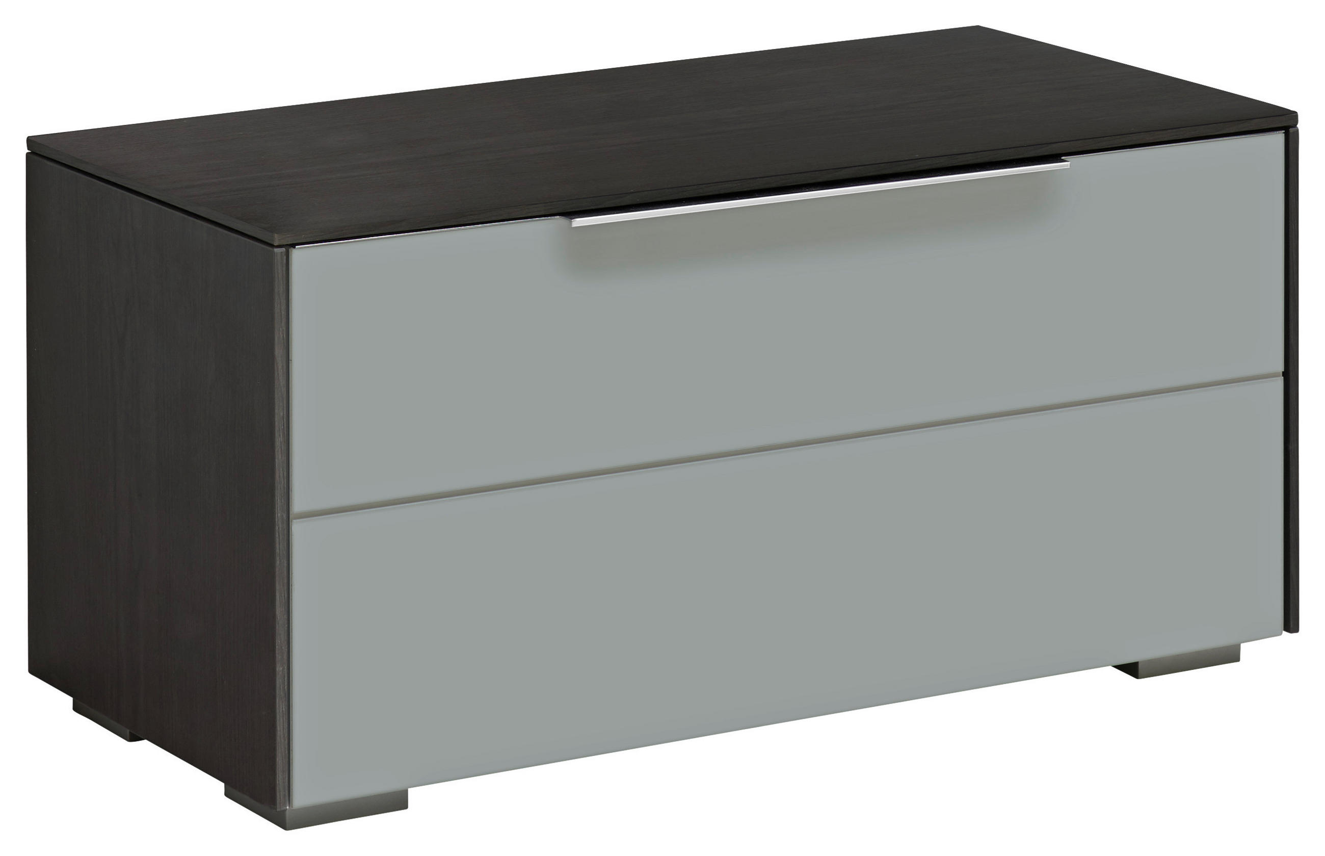 GARDEROBENBANK Hellgrau, Dunkelgrau - Chromfarben/Eichefarben, Design, Glas/Kunststoff (80,8/38,7/37,3cm) - Voleo