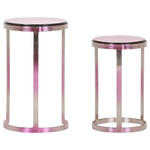 BEISTELLTISCHSET rund Lila, Silberfarben  - Lila/Silberfarben, Design, Glas/Metall - Landscape