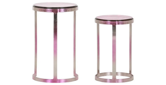 BEISTELLTISCHSET rund Lila, Silberfarben  - Lila/Silberfarben, Design, Glas/Metall - Landscape