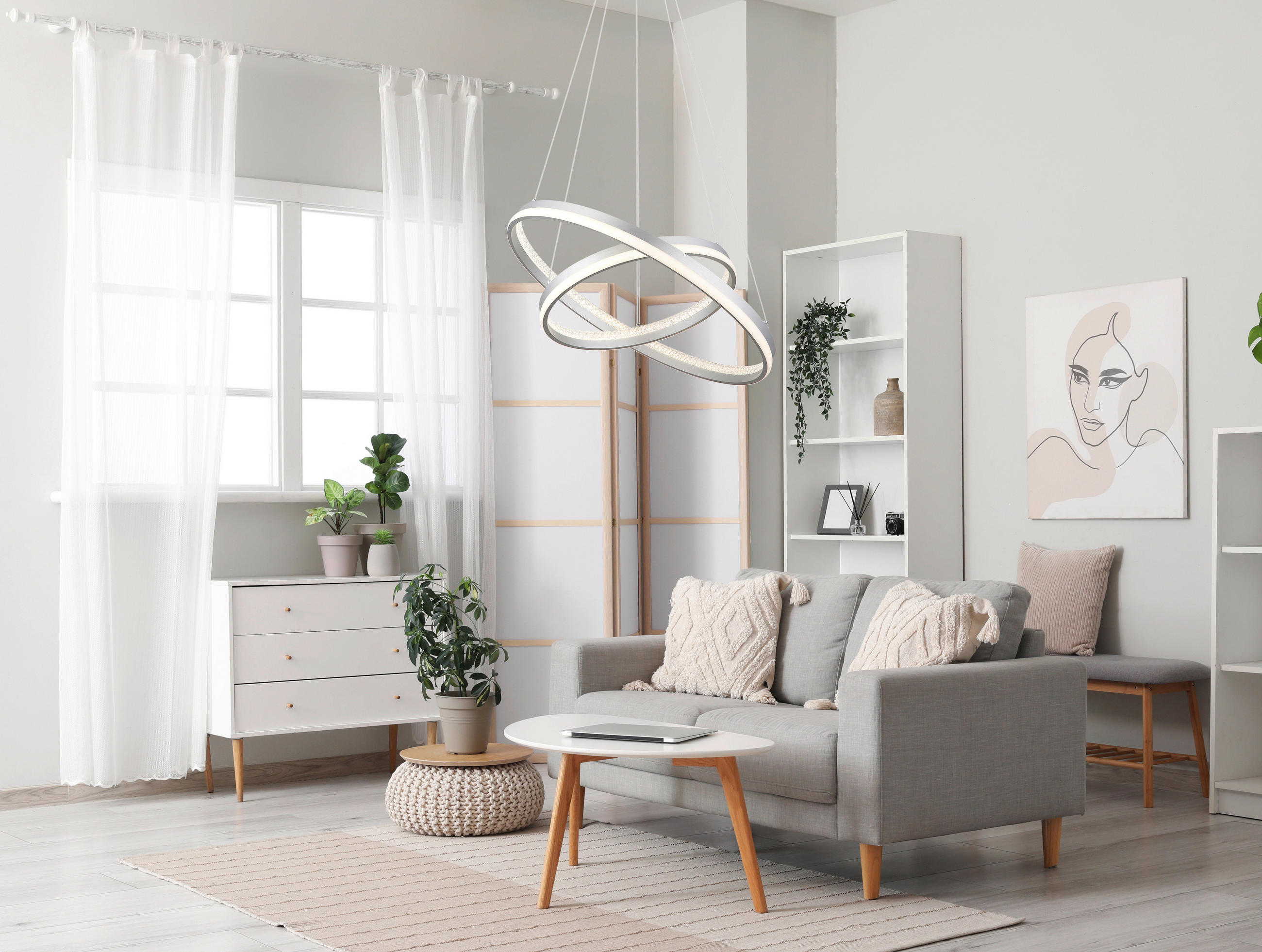 LED-HÄNGELEUCHTE MARY  59,5 cm  - Klar/Transparent, Design, Kunststoff/Metall (59,5/120cm)