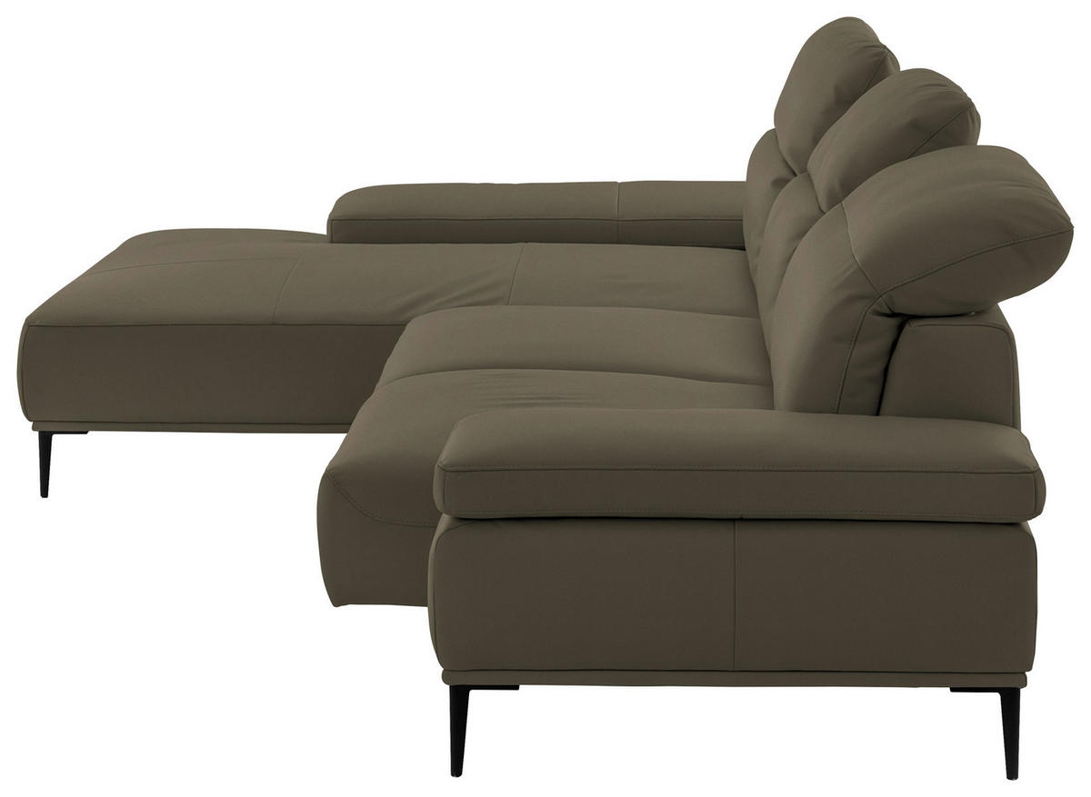 ECKSOFA  in Echtleder Braun  206/322 cm  - Schwarz/Braun, MODERN, Leder/Metall (206/322cm) - Chilliano