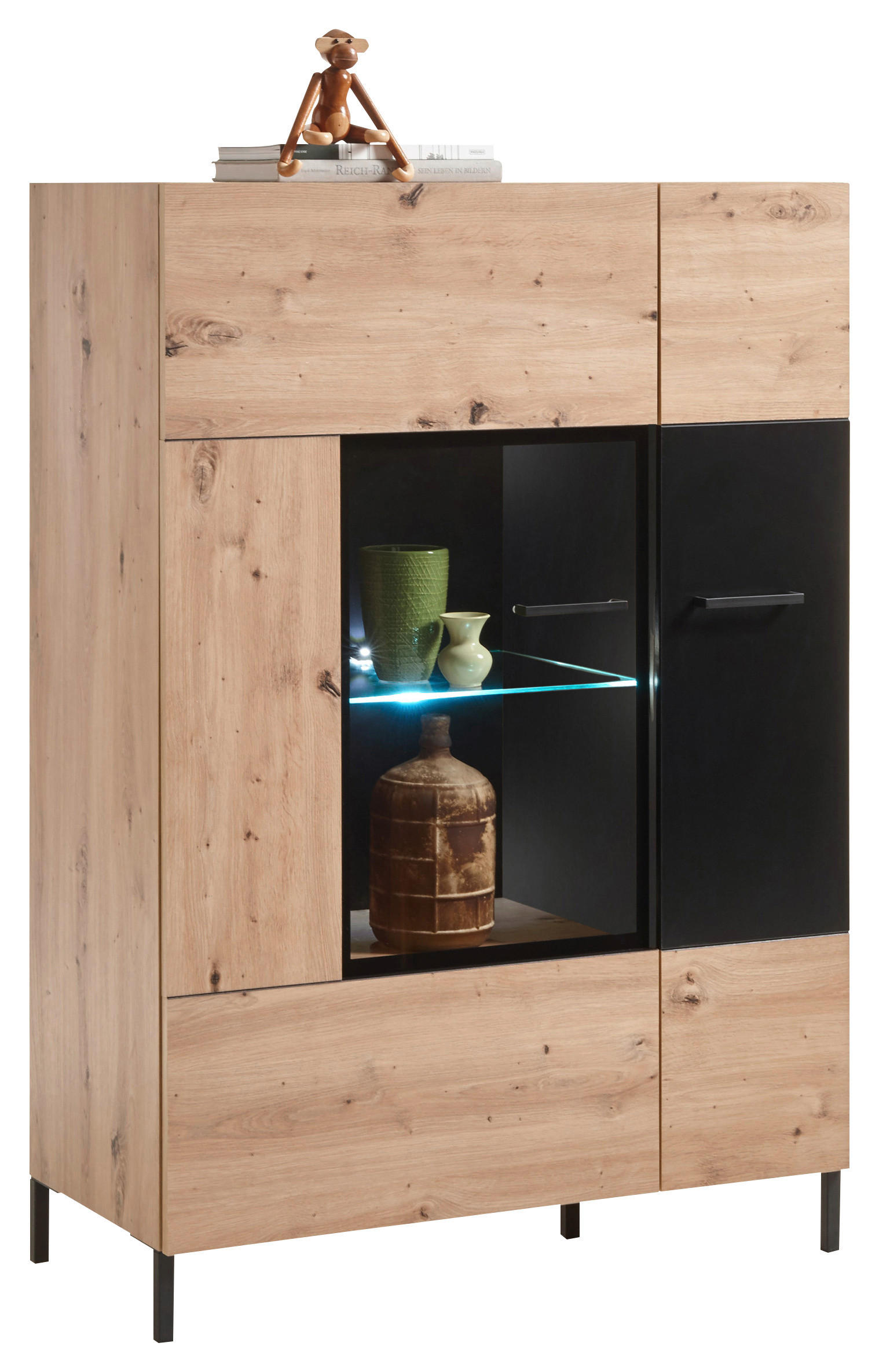 SIDEBOARD  in 90/130/42 cm  - Anthrazit/Schwarz, Design, Glas/Holzwerkstoff (90/130/42cm) - MID.YOU