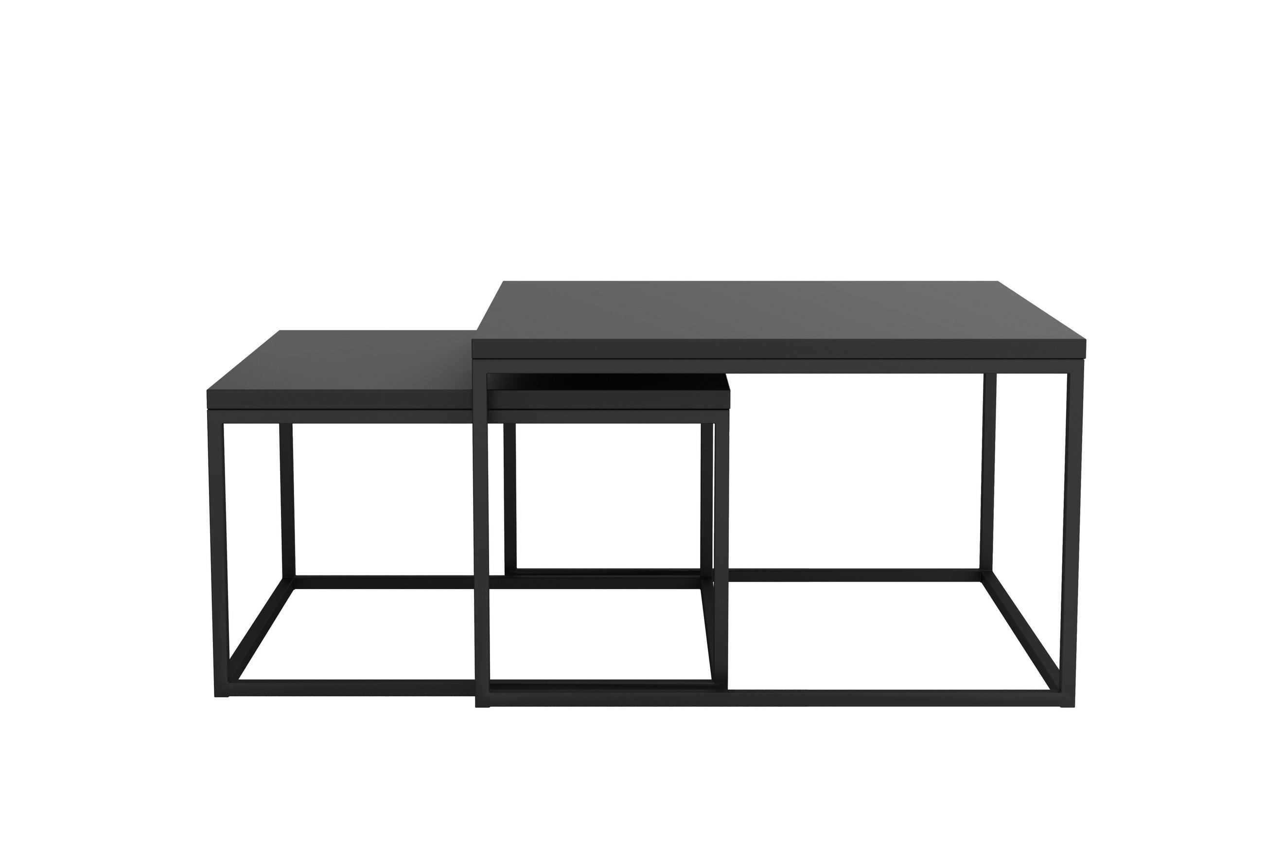 SOFFBORD SET i metall, trämaterial 76/66/76/66/47/40 cm  - grafitfärgad/svart, Trend, metall/trämaterial (76/66/76/66/47/40cm) - Stylife