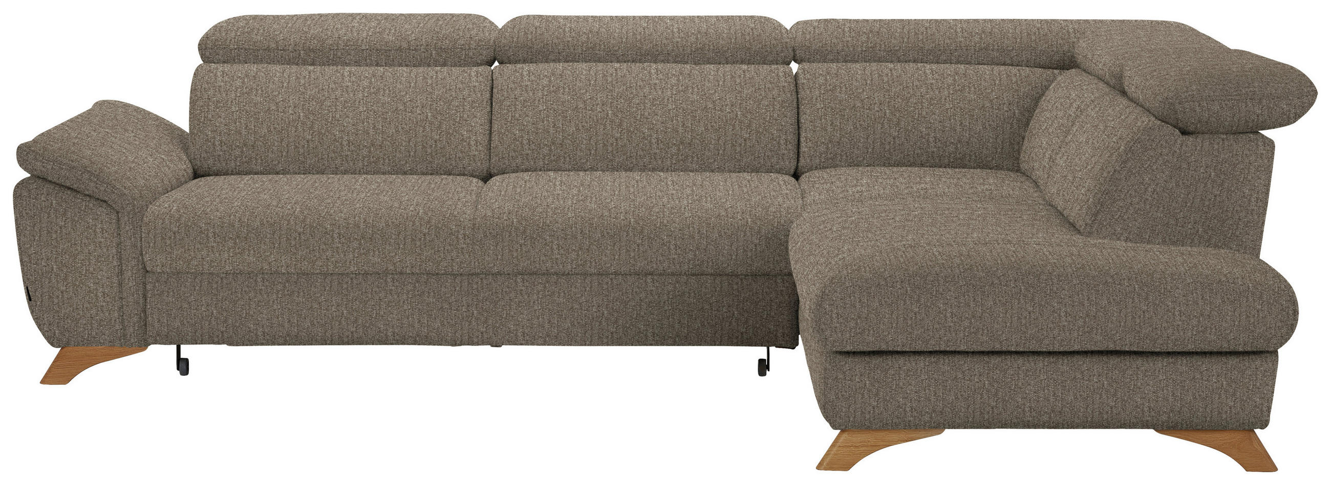 ECKSOFA in Chenille Graubraun  287/212 cm  - Eichefarben/Graubraun, MODERN, Holz/Textil (287/212cm) - Valnatura