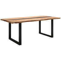 MATBORD 220/100/76 cm massivt trä  trä, metall rektangulär akaciefärgad  - svart/akaciefärgad, Lifestyle, metall/trä (220/100/76cm) - Linea Natura