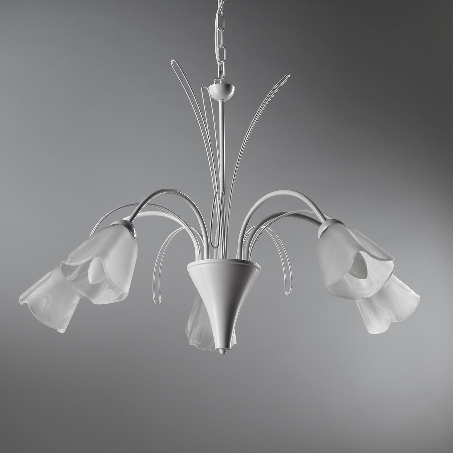 KRONLEUCHTER 70/100 cm   - Weiß, KONVENTIONELL, Glas/Metall (70/100cm)