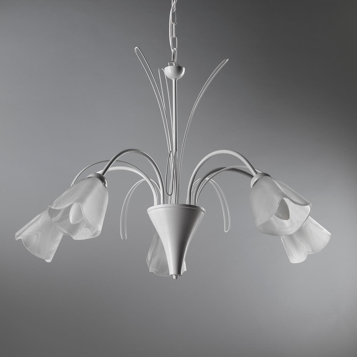 KRONLEUCHTER 70/100 cm   - Weiß, KONVENTIONELL, Glas/Metall (70/100cm)