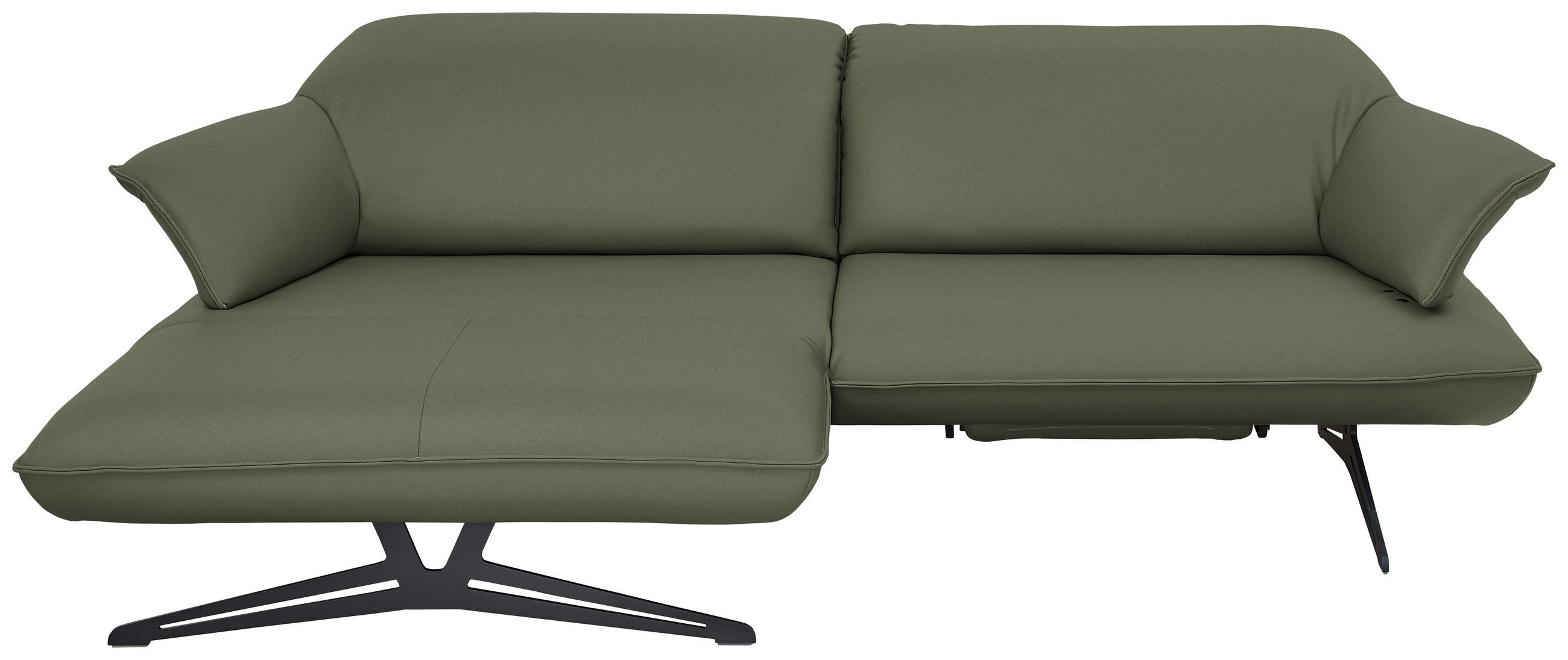 ECKSOFA in Echtleder Grün  169/252 cm  - Beige/Schwarz, Design, Leder/Metall (169/252cm) - Koinor