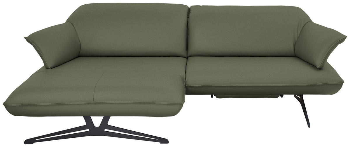 ECKSOFA in Echtleder Grün  169/252 cm  - Beige/Schwarz, Design, Leder/Metall (169/252cm) - Koinor