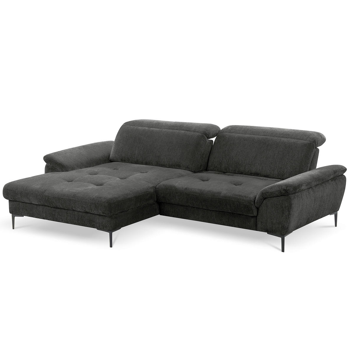ECKSOFA  Webstoff Schwarz  - Schwarz, Design, Textil/Metall (195/268cm) - Livetastic