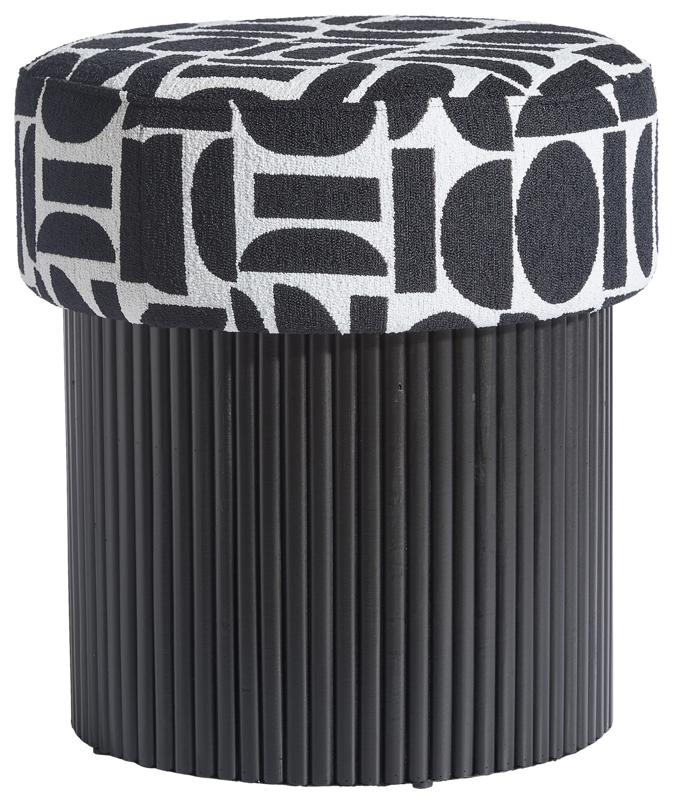 HOCKER in Textil, Holzwerkstoff Schwarz, Weiß  - Schwarz/Weiß, Design, Holzwerkstoff/Textil (40/43/40cm) - MID.YOU