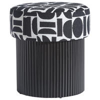 TABURETKA, textil, kompozitné drevo, 40/43/40 cm - čierna/biela, Design, kompozitné drevo/textil (40/43/40cm) - MID.YOU