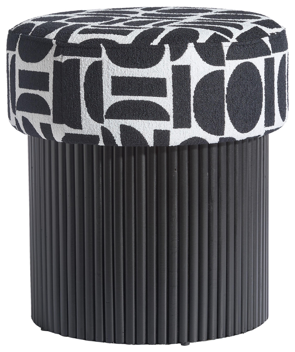 TABURETKA, textil, kompozitné drevo, 40/43/40 cm - čierna/biela, Design, kompozitné drevo/textil (40/43/40cm) - MID.YOU