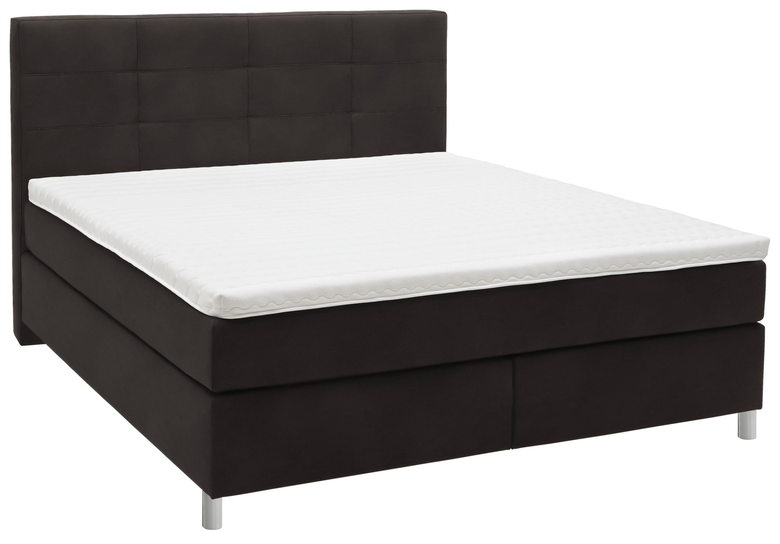 BOXSPRINGBETT 180/200 cm  in Dunkelbraun  - Chromfarben/Dunkelbraun, KONVENTIONELL, Kunststoff/Textil (180/200cm) - Voleo