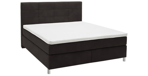 BOXSPRINGBETT 180/200 cm  in Dunkelbraun  - Chromfarben/Dunkelbraun, KONVENTIONELL, Kunststoff/Textil (180/200cm) - Voleo