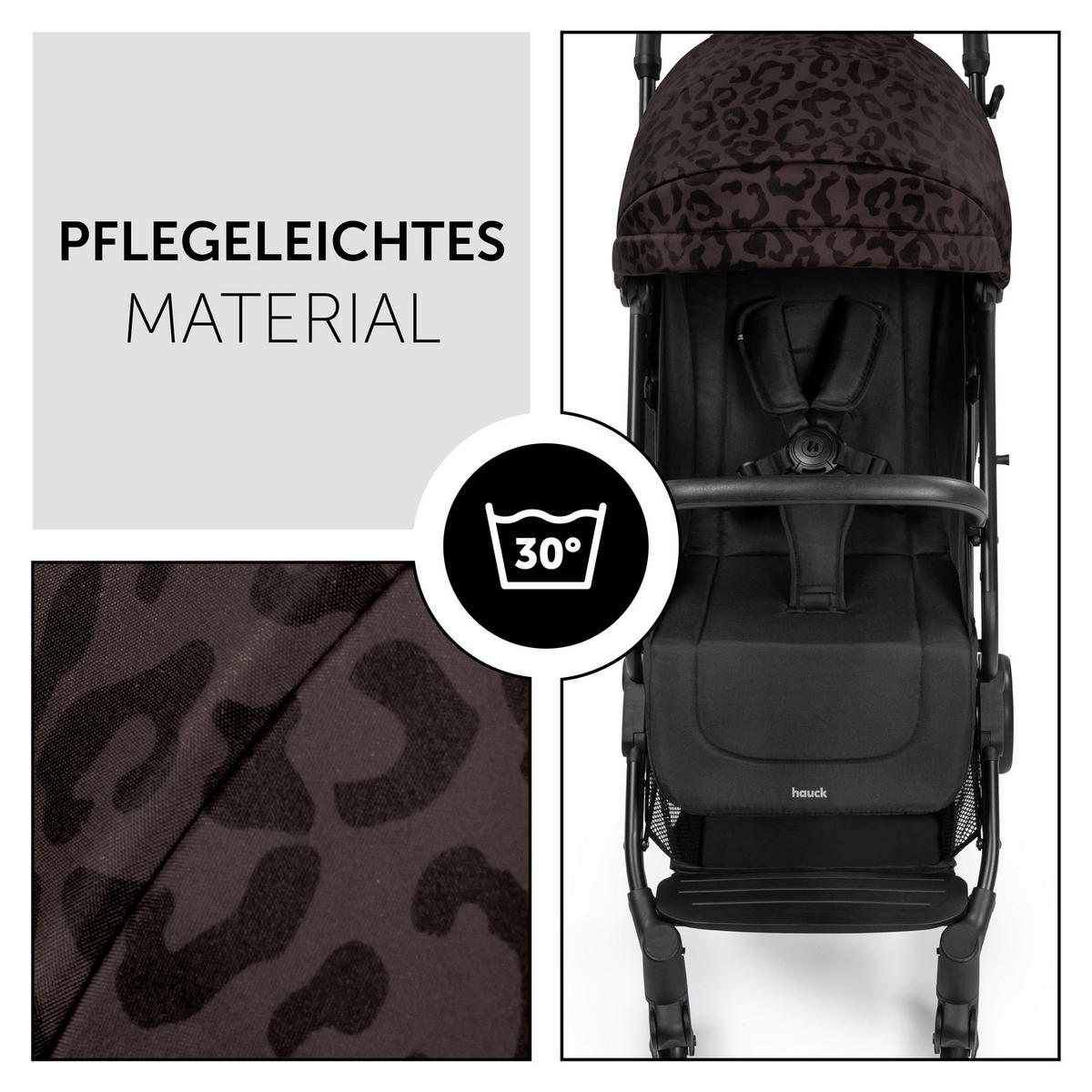 BUGGY Travel N Care  - Schwarz/Braun, Basics, Metall (86/50/104cm) - Hauck