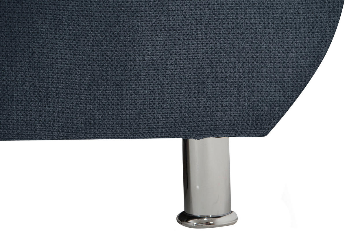 ECKSOFA in Flachgewebe, Mikrofaser Blau  - Blau/Chromfarben, Design, Kunststoff/Textil (198/312cm) - Livetastic