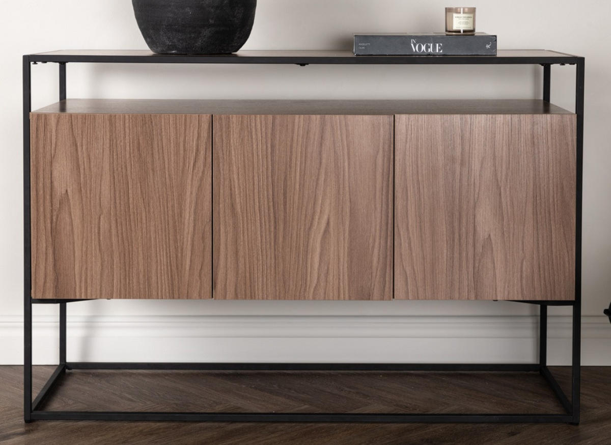 SIDEBOARD 120/80/45 cm  - nötfärg/svart, Design, metall/trämaterial (120/80/45cm) - Niels Andersson