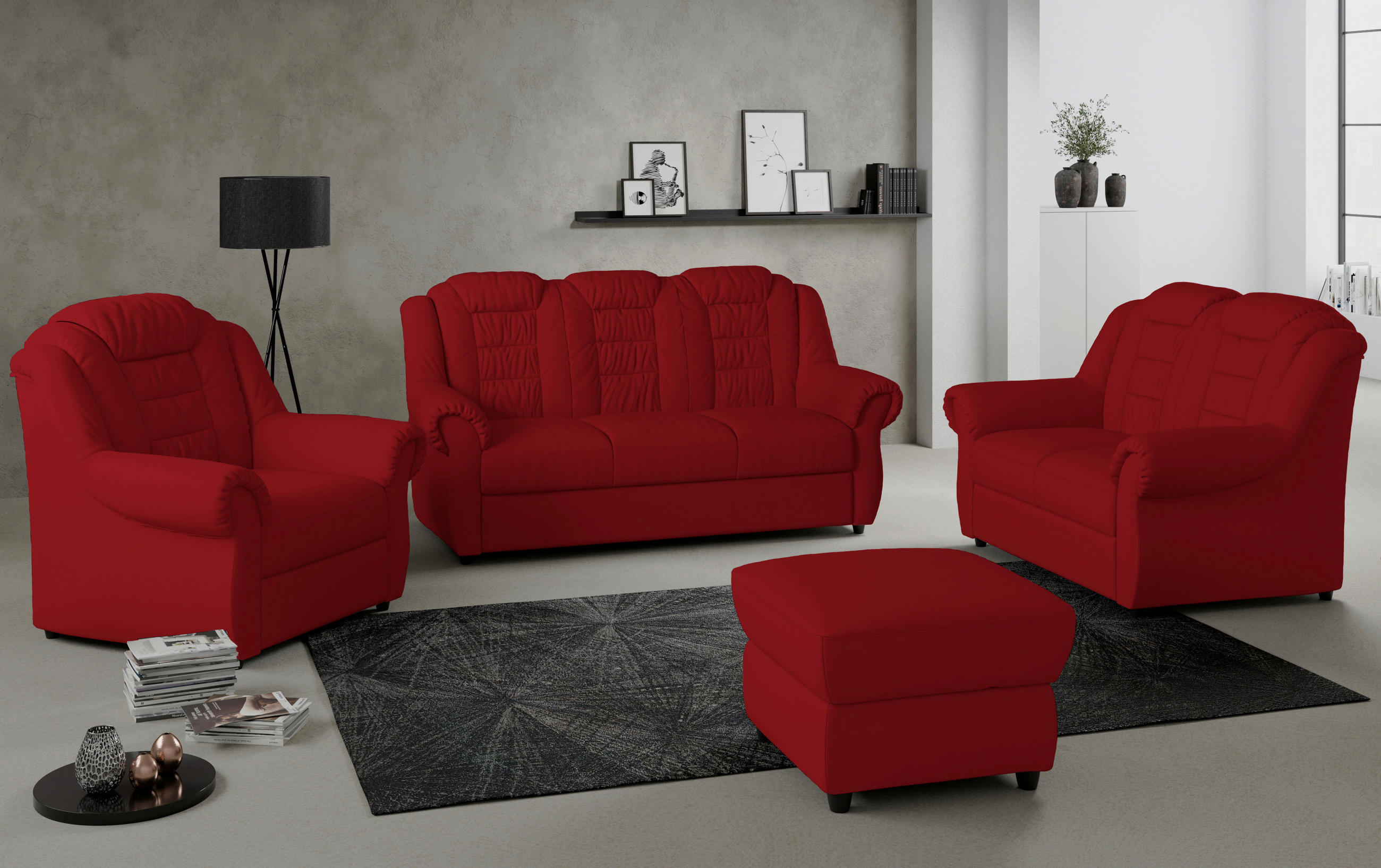 SESSEL Lederlook Rot    - Rot/Schwarz, KONVENTIONELL, Kunststoff/Textil (104/102/101cm) - Livetastic