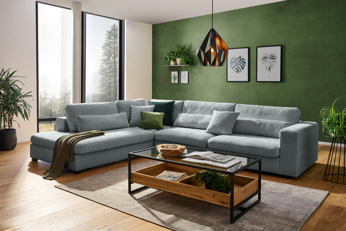 ECKSOFA in Chenille Grau  - Schwarz/Grau, Konventionell, Kunststoff/Textil (250/314cm) - Carryhome