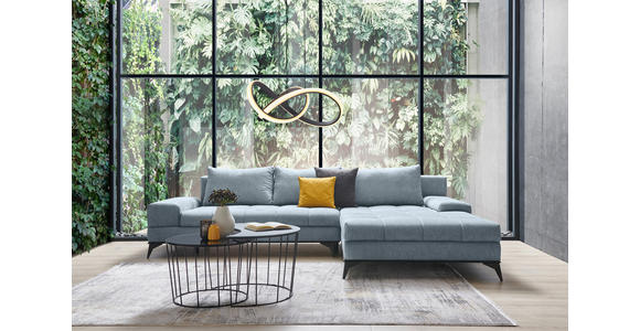 ECKSOFA Türkis Webstoff - Türkis/Schwarz, Design, Textil/Metall (315/212cm) - Carryhome