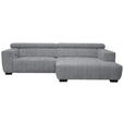 ECKSOFA  in Webstoff Grau  279/182 cm  - Schwarz/Grau, KONVENTIONELL, Textil/Metall (279/182cm) - Hom`in