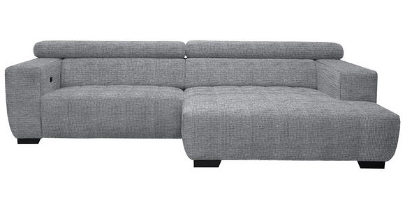 ECKSOFA  in Webstoff Grau  279/182 cm  - Schwarz/Grau, KONVENTIONELL, Textil/Metall (279/182cm) - Hom`in